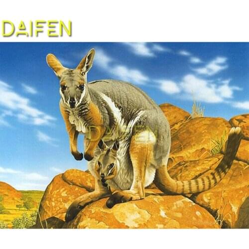 Full Square Diamond embroidery Cross stitch kangaroos mother son cliff stone Full Round Diamond mosaic 5D DIY Diamond painting