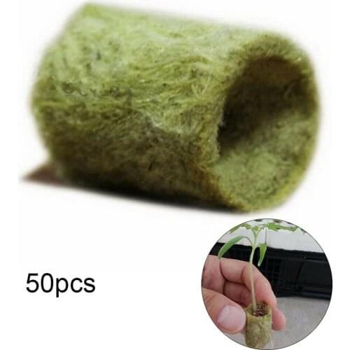Portable 50/100pcs One Hole Grow Media Plug Starter Cubes Rock Wool Plant Hydroponic Propagation Transplanting Base Seedling