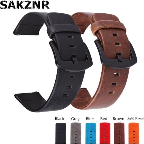 Genuine Leather Watch Band WatchStrap For Amazfit Bip For Galaxy Watch 46mm Watchband Bracelet Man Military Army Accessory