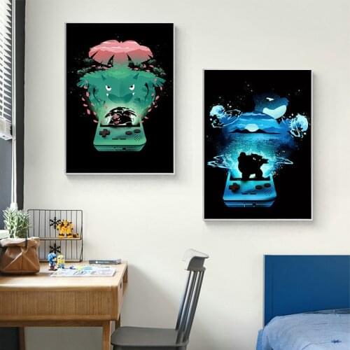 Modern Games Anime Posters and Pokemon Cartoon Art Canvas Painting Wall Art Childrens Room Living Room Home Decoration Pictures