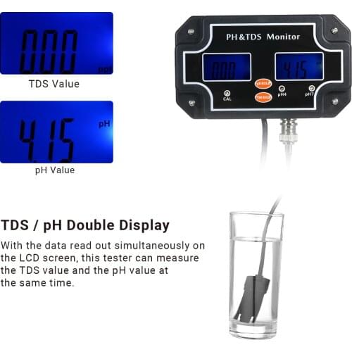 PH/EC-2681/PH/TDS-2683 2 in 1 Digital Water Quality Tester Professional PH TDS Meter Waterproof Double Display Tester