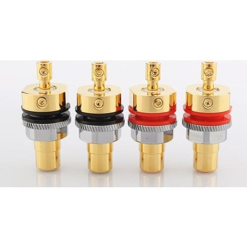 Viborg RC102G Pure Copper 24K Gold Plated RCA Socket Screw Locking RCA Female Socket Hifi