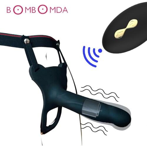 Wearable Remote Dildo Vibrator For Women Penis Extender Strap on Dildo with Harness Penis Enlarger Hollow Dildo Sex Toys for Men