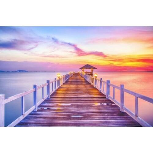 VinylBDS Summer Sea Photography Backdrop Dusk Sunset Cloud Wedding Photography Backdrops Custom Photo Backdrop for Children