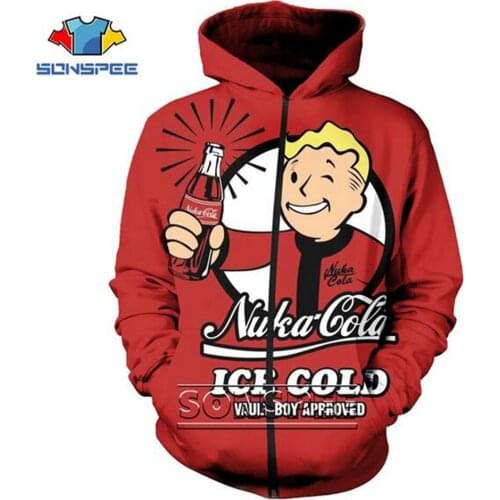 Funny 3D Print Anime Fallout 4 hip hop men women kids game Sweatshirt fashion suit shirt Harajuku boys zipper shirt hoodies rock