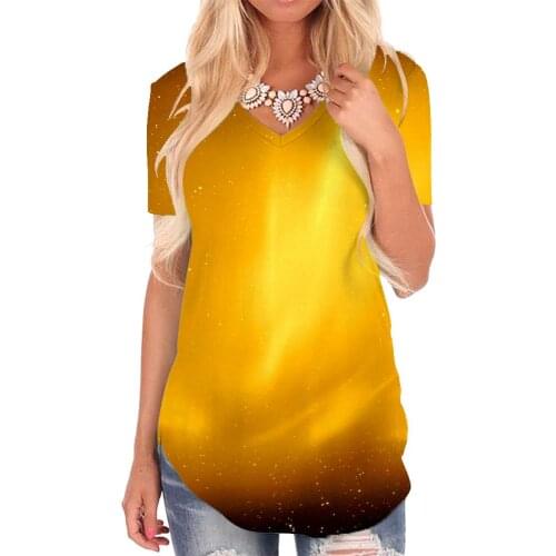 Giyu Brand Galaxy T Shirt Women Space Tshirts Printed Abstract V-neck Tshirt Harajuku Shirt Print Womens Clothing Fashion