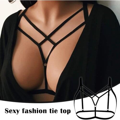 Womens Strappy Harness Hollow Out Cage Bra Erotic Cupless Lingerie Bra for Women Girls HSJ88