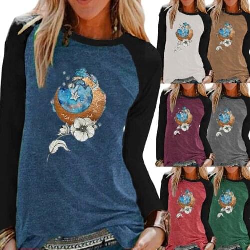 The New Fashion Printing Autumn Women Clothing Round Neck Pullover Elegent Loose Casual Shirt Plus Size Long Sleeve Tops