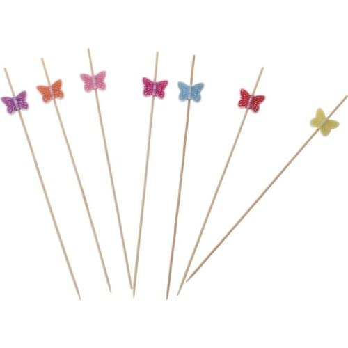 100pcs 12cm Butterfly Food Picks Dessert Buffet Fruit Salad Fork Cake Muffin Party Vegetable Sticks Cocktail Toothpicks