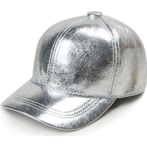 Winter Unisex Genuine Leather Baseball Cap Men Women Outdoor Casual Bright Golden/Silver Hip Pop Hat Male Hockey Snapback Chapeu