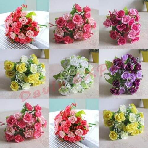 1PC Flower Bouquet Artificial Rose Flowers Wedding Bridal Flower Home Table DIY Decoration Cheap Indoor fake flowers