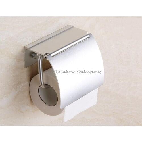 Aluminum Alloy Toilet Paper Holder With lid Square Toilet Roll Holder Bathroom Accessories Free Shipping
