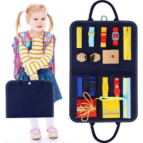 Kids Montessori Toys Busy Board Buckle Training Self Essential Educational Sensory Busy Board Zip Button Lace Up Tool Toy