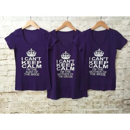 Customize Keep Calm Wedding bride V-Neck bridesmaid t shirts Bachelorette bridal party tanks tops vests gifts party favors
