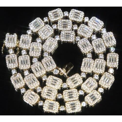 2021 Hot Sale Hiphop Fashion Single Row Square Ice Out Bling Cz Square Zircon Choker Necklace For Women Men Charm Jewelry Gift