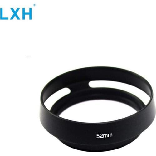 LXH 52mm Screw Black Metal Curved Vented Lens Hood Shade for Leica LM Summicron Camera Lens Hood