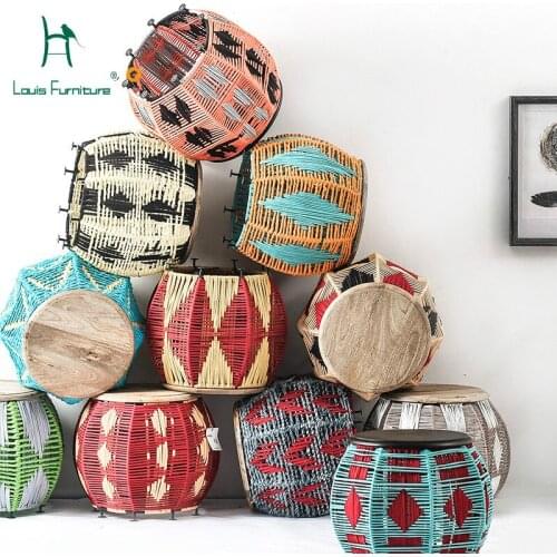 Louis Fashion Coffee Tables Modern Simple Folk Style Stool Living Room Sofa Handwork Colourful