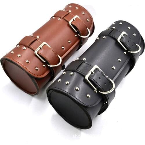 Motorcycle Front/Rear Fork Bags For Harley Sportster Chopper Bobber Cruiser Dyna Softail PU Leather Luggage Saddlebag Tool Bag