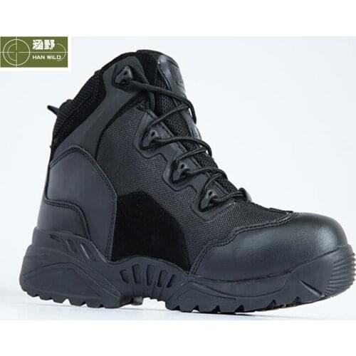 Good Quality HANWILD Tactical Man Combat Shoes Hunting Gear Boots Hiking Climbing Breathable Sport Shoes Leather Sneakers