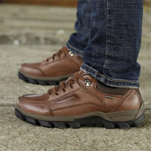 2021 new leather waterproof outdoor hiking shoes sports shoes mens shoes non-slip wear-resistant breathable outdoor tourism