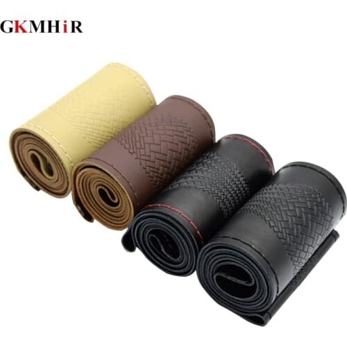 Genuine Leather Steering Wheel Cover Universal Automobile Braiding Covers On The Steering Wheel for Car Interior Accessories