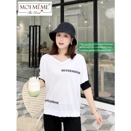 5 PCS Wholesale 2021New stylish women knitwear college students youth version womens short-sleeved V-Neck knitwear