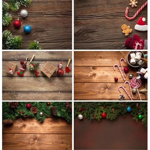 SHENGYONGBAO Christmas Backdrop Wood Board Light Winter Snow Gift Star Vinyl Photography Background For Photo Studio 20826SD-03