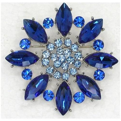 Blue Rhinestone Flower Pin brooches C2071 B