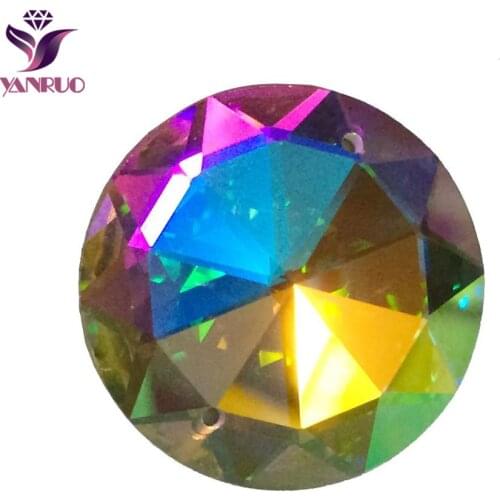 YANRUO 2003TH Rhinestones Crystal AB Flatback Big Size Stones Dance Crystals Beads 2 Holes Sewing Strass for Gown Wedding Dress