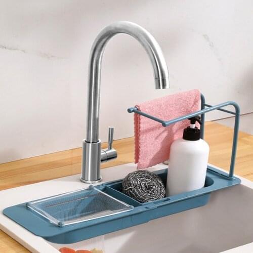 Telescopic Sink Shelf Kitchen Drain Rack Storage Rack Double-layer Sink Drain Basket Soap Sponge Holder Kitchen Accessories