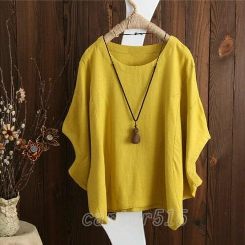 Comfort Womens Summer Cotton Linen Loose Tops Casual Plus Sz T-Shirt