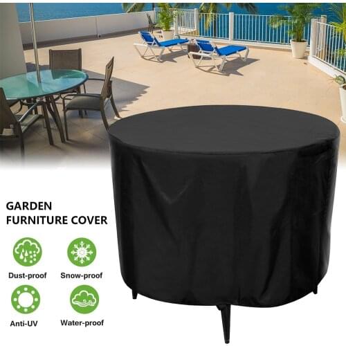 Outdoor Garden Furniture Rain Cover Black Furniture Table Chair Set Waterproof Cover Round Sofa Garden Patio Rain Dust Covers