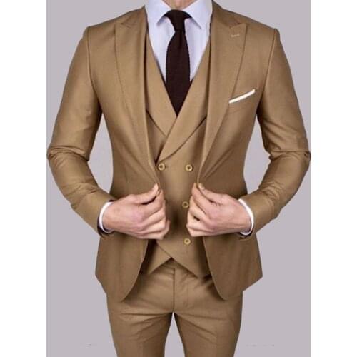 Spring Autumn Fashion Handsome Tailor Made Mens Wedding Dress Suits Slim Fit Wedding Beach Party Clothing (Jacket+Pants+Vest)