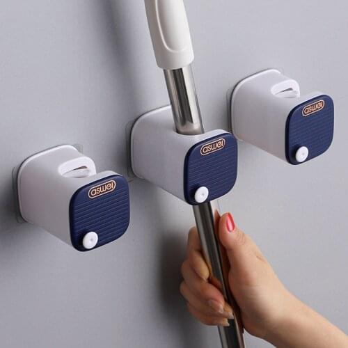 High-quality Mop Holder Wall Mounted Mop Hooks Household Broom Brush Rack Storage Hanger Kitchen Accessories Bathroom Organizer