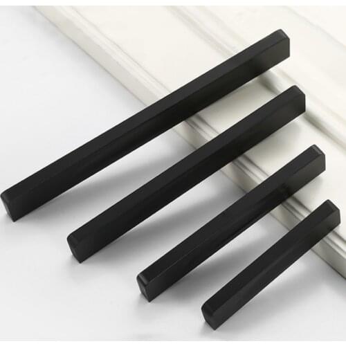 ZENHOSIT Black Handle Simple Rectangle Aluminum Alloy Doore Handle For Cabinet Wardrobe Cupboard Kitchen Bedroom Home Accessorie