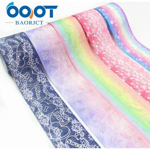 1-1/2‘’ x 10 Yards Gradient Hot Silver Stars Love Grosgrain Ribbon Gift Wrapping All Crafting and Sewing I-19917-2184