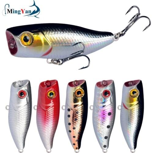 1Pcs Mini Popper Fishing Lures 4.5cm 3.5g Topwater Popper Bait Hardbait Artificial Wobblers Plastic Fishing Tackle with 10#Hooks