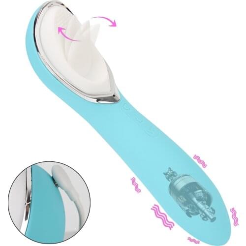 10 Speeds Vagina Massager Nipple Clitoris Stimulator Oral Sex Tongue Licking Vibrators Vibrating Dildo Wand 2 in 1