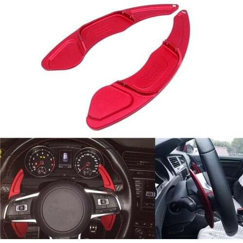 2 Pcs Car Aluminum Steering Wheel Paddle Silver/Red Paddles Shift For VW Golf 7 2015+ GTI R MK7 Scirocco Automobile Accessories