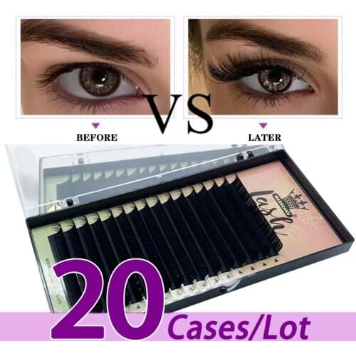 20case/lot MASSCAKU supply lash tray soft natural matte black eyelash extension customize own brand eyelash extensions