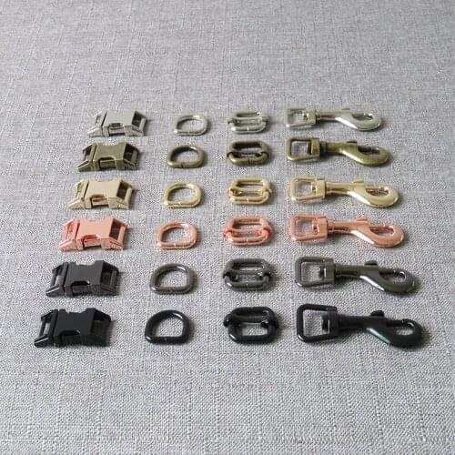 20 sets 15mm Heavy metal D ring belt straps slider side release buckle spring snap hook for dog collar leash harness accessories
