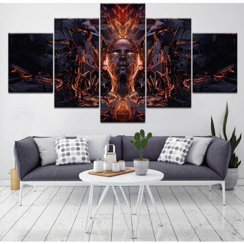 5 Pcs Abstract Modular Painting Video Game Character Decorative Canvas Wall Art Picture for Living Room Home Frame Decor Artwork