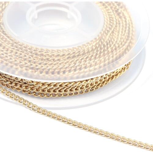 5yards/roll Stainless Steel Twisted Curb Chains Width 1 1.5 2 2.5 3mm Steel Color for Necklaces Bracelets Jewelry Making Unwelde