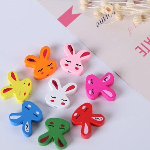 50pcs/lot Cute DoreenBeads Wood Spacer Beads Rabbit Mixed Rabbit Pattern Wood Craft MR 006
