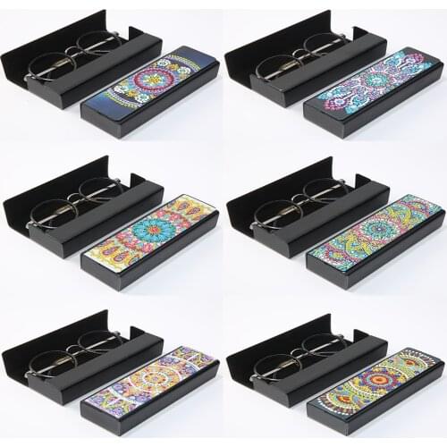 5D DIY Diamond Painting Glasses Case Diamond Embroidery Flowers Pattern Diamond Mosaic Art Storage Box Gift