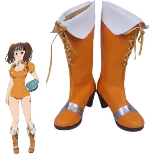 Anime The Seven Deadly Sins Serpents Sin Of Envy Diane Cosplay Boots Shoes Lady Daily Fashion Orange Spring Boots Cosplay Wig