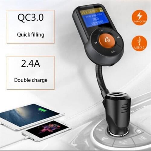 SOONHUA Car MP3 Player Wireless FM Transmitter Receiver Hands-Free Call QC3.0 USB Fast Car Charger Car FM Transmitter