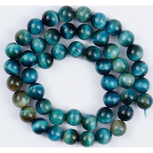 Natural Stone Beads Blue Black Series Sapphire Tiger Agate Loose Beads for Jewelry Making DIY Handmade Bracelet 15'' 6/8/10/12mm