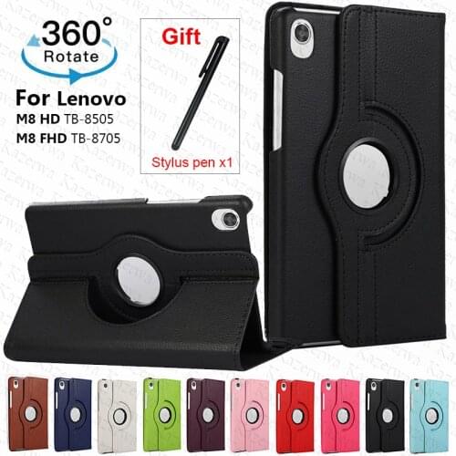 For Lenovo Tab M8 TB-8505/TB-8705 Degree Rotating Stand Tablet Cover For Lenovo Tab M8 FHD TB-8705F N /HD 8505F X 8" Cover Case