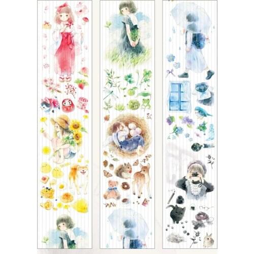 Rainbow Girl Washi Masking Tapes for Card Making Bullet Journal DIY Scrapbooking Label Stickers